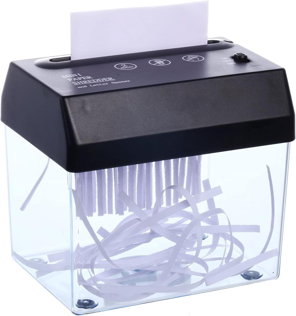 Mini Paper Shredder with Auto Feed - Portable A6 Document Shredder for Home & Office, USB/Battery Powered Auto Shredder Machine for Paper, Bills, Receipts