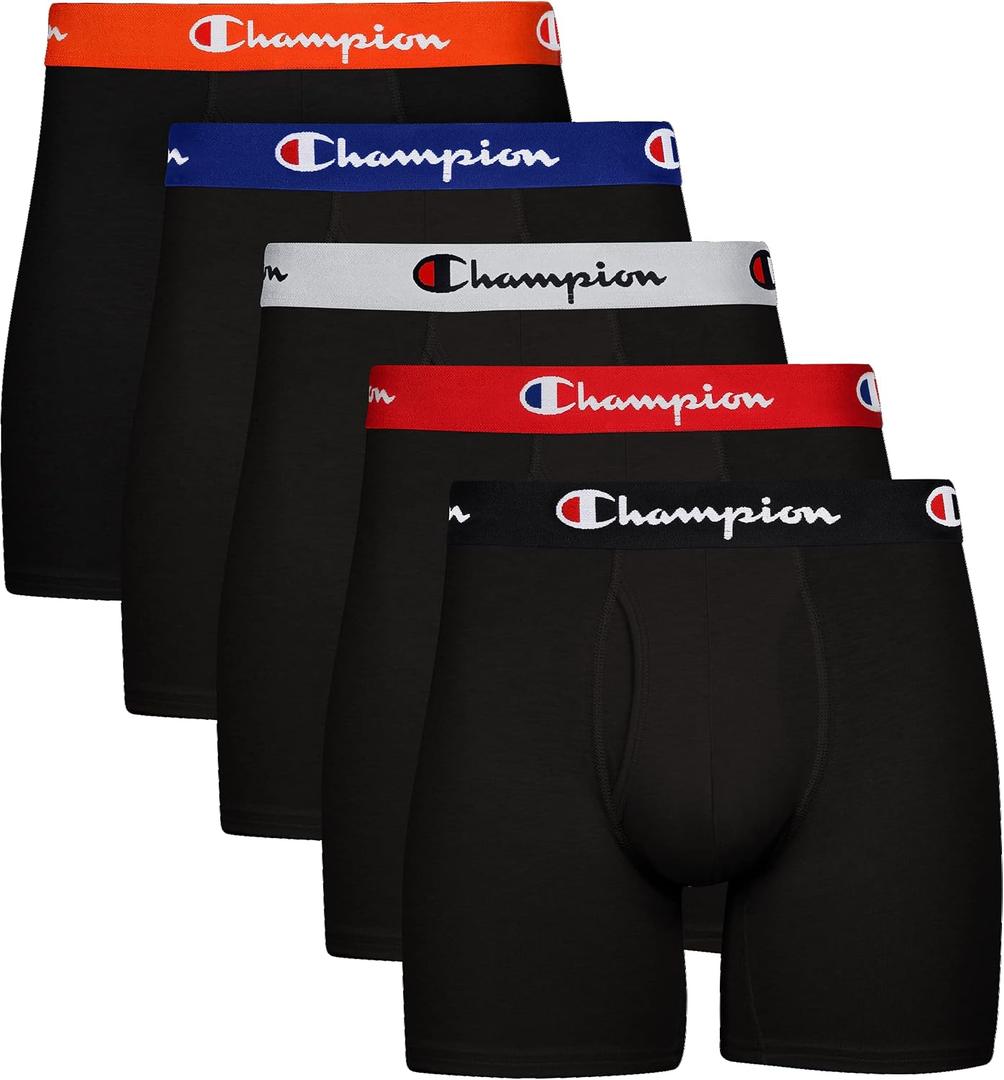 Champion Men's Everyday Cotton Stretch Boxer Briefs- 5 Pack, XL