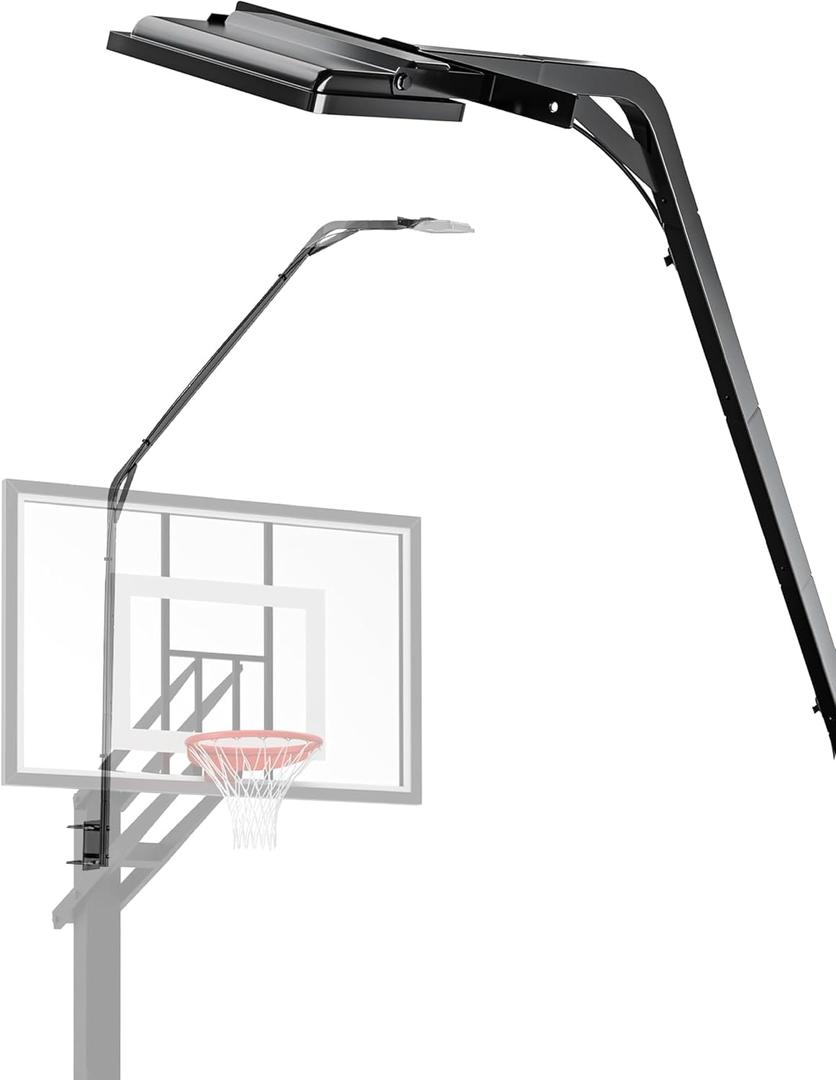 Metal Stands with Basketball Hoop Light LED, 103.9x15x27.5 in, Fits Square Poles up to 4 and Round up to 3.7, In-Ground Hoop and Backboard, Easy to Install (No Built-in Solar Charging)
