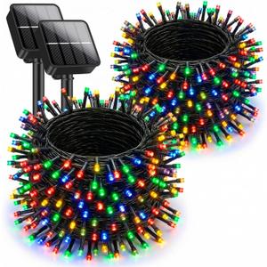 Brightever Solar String Lights for Outside, 2-Pack Total 92FT 240 LED Solar Powered Fairy Lights IP65 Waterproof, Outdoor String Light for Patio, Yard, Tree, Balcony, Garden Decorations, Multicolor