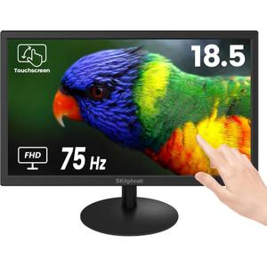 SKitphrati 18.5 Inch Touchscreen Monitor HD 1366x768, VESA Wall Mountable, 10-Points Computer Touch Screen PC Display with Type-B HDMI VGA Port, 75Hz Desktop Touch Display, Black