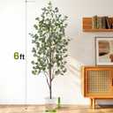 6FT Fake Eucalyptus Tree with Natural Wood Trunk, Artificial Eucalyptus Tree with Planter & Basket, Tall Faux Plant for Living Room Office Bedroom Indoor Outdoor Decor