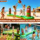 TURNMEON Inflatable Luau Tiki Pool Volleyball Net Game, Large 105"x28"x35" Floating Water Toy Set with Beach Ball for Adults Indoor Outdoor Tropical Hawaiian Summer Party Supplies