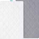 Bassinet Mattress Pad Cover Waterproof, Fits 16 x 32 Dream On Me Karley/Poppy and Chicco Lullago Bassinet, 2 Pack, Ultra Soft Breathable, White and Grey