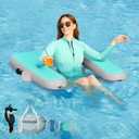 AWEMUFA Inflatable Chair for Lakes, Inflatable Floating Chair Floating Pool Lounger Float Adult, Heavy Duty Lake Floats Outside Tanning Pool Hangout Armrest Floaties (3.3x4ft, Mint Green+Gray)