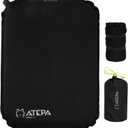ATEPA Inflatable Seat Cushion, Self-Inflating Portable Stadium Airplane Travel Foam Cushion Pad for Camping, Sports Events, Outdoor (1 Pack, Black)