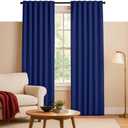 Native Fab Indigo Blue 100% Cotton Curtain Panels 54" W x 84" L, Light Filtering Window Panels for Bedroom, Living Room, Farmhouse Decor
