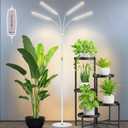 Kullsinss Grow Lights for Indoor Plants, 4-Head Full Specturm Plant Grow Light with 4/ 8/ 12/ 16H Timer, 3 Color Modes, 5 Brightness, 24-68.7in Height Adjustable Floor Growing Lamp for Tall Large Plants