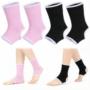 2 Pairs Compression Ankle Brace for Kids, Elastic Braces for Sprained Ankles, Kids Ankle Support for Youth Aged 6-14, Ankles Compression Sleeve for Dance Sports (Black and Pink)