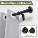 72-144 Inches Curtain Rods for Window, Vimayta 1 Inch Diameter Drapery Rod with Resin Finials, Ideal Adjustable Heavy Duty Single Curtains Rod for Bedroom, Living Room Decoration, Matte Black