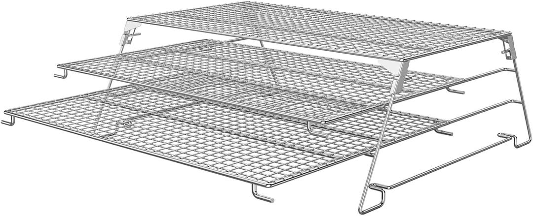 3 Tier Jerky Rack for Traeger 575 Pro 34 Pellet Grill, 21" Foldable Sliding Warming Rack for Pit Boss, Camp Chef, Green Mountain, Kamado Joe and More Smoker Grills, 830"² Cooking Expansion Accessory