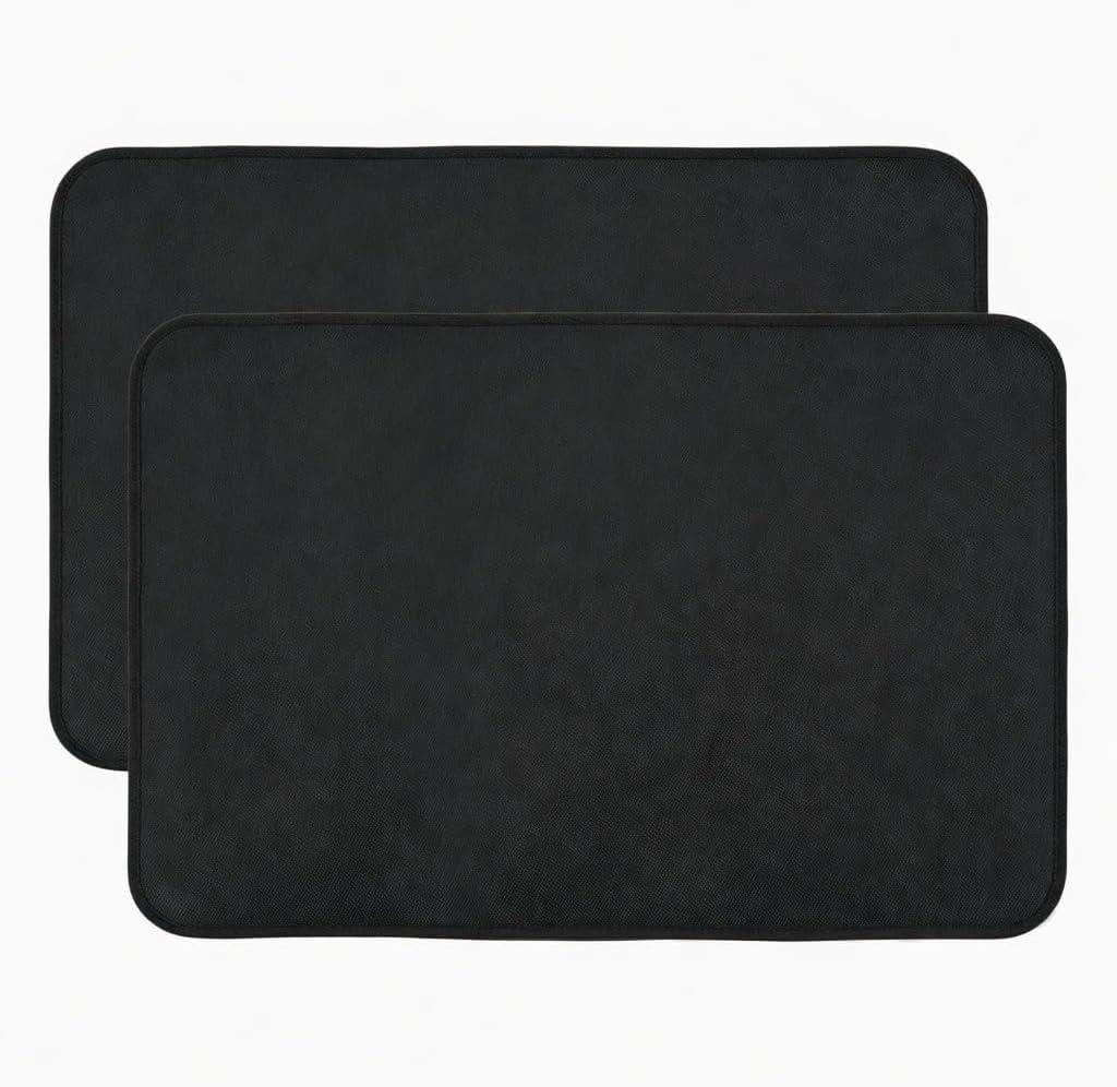 Heat Resistant Kitchen Counter Mat 16x24 Inch Black - Non-Slip Silicone Appliance Protector for Air Fryer Coffee Maker Blender Toaster (2 Pack)