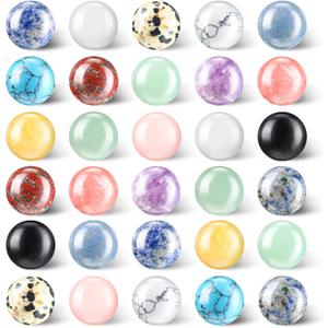 30 Pieces Gemstone Chakra Sphere Balls Crystal Stones 16 mm Assorted Mini Natural Quartz Sphere Collection Polished Hand Carved Crystal Ball Bead Bulk for Witchcraft Meditation Reiki Balancing Decor