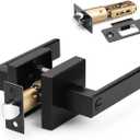 Probrico 1 Pack Square Privacy Door Levers Black Privacy Door Lock Handleset Keyless Lockset Door Knobs Interior Handles for Bedroom & Bathroom