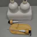 Getstar Hand and Dish Soap Dispenser Set, Ceramic Soap Dispenser for Bathroom and Kitchen with Rust Proof Pump and Tray, Set of 2 (White Pump w/Brush)