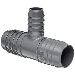 Spears 1401 Series PVC Tube Fitting, Tee, Schedule 40, Gray, 2" x 1-1/2" Barbed
