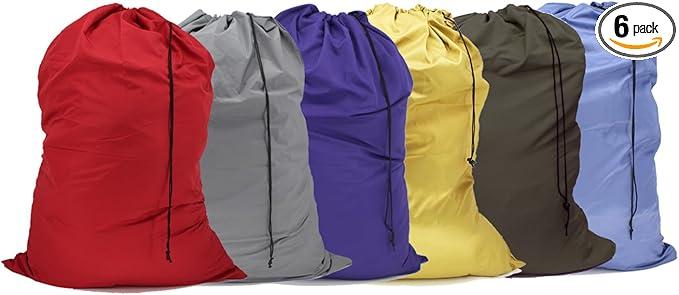 Extra Large Laundry Bag 6 Pack, Varied Colors, Travel Laundry Bags with Drawstring Closure, 30"x40", for college, dorm and apartment dwellers (6PCS)