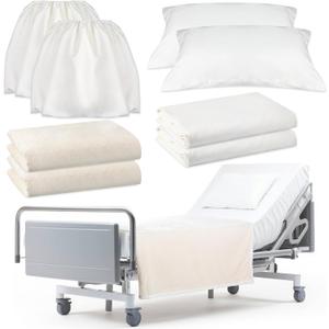 SmoothNovelty 8 Pcs Standard Hospital Bed Sheet Set for Home Use, White, Full