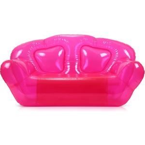 Kigley Inflatable Chair Blow Up Couches Transparent Inflatable Sofa Seat Yard Patio Portable Air Couch Furniture for Outdoor Indoor Camping Beach Room (Double Seat, Pink)
