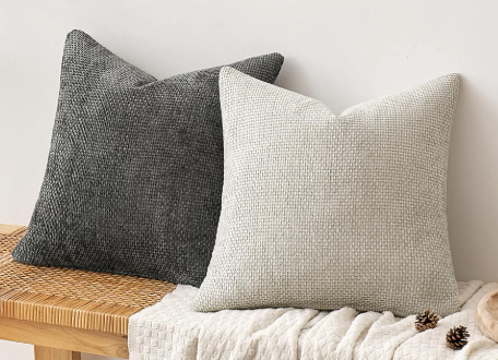 MIULEE Pack of 4 Couch Throw Pillow Covers 18x18 Inch Neutral Soft Decorative Chenille Pillow Covers Farmhouse Boho Cushion Covers for Mid Century Modern Home Decor Sofa Bedroom Living Room (18" x 18" (Pack of 4))