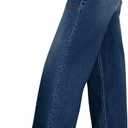 Women's High Waisted Wide Leg Jeans Elastic Waisted Stretchy Denim Sweatpant Pants with Pockets Trendy 2025 Fall (Medium, Dark Blue)