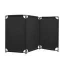 3 Panels Safety Barricade 5.8FT Foldable Security Sign Barrier Gate with Heavy Duty PVC Frame High Visibility Caution Symbol Crowd Control Restricted Area Pedestrian Barricade Traffic Fence Black