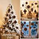 18Pcs Velvet Christmas Tree Ornaments Set, Brown Flocked Hanging Christmas Balls Ornaments, Shatterproof Decorative Hanging Balls Vintage Decorations Assortment for Xmas Tree Holiday Home Party Decor