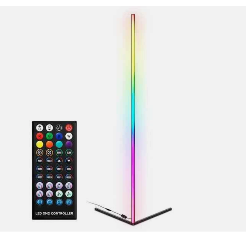 Merkury Innovations 4.6ft Multicolor RGB Metal Corner Lamp w/ Bluetooth