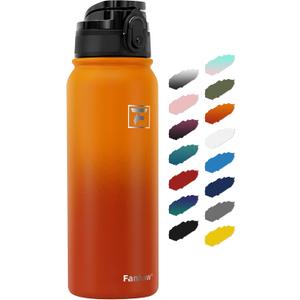 Fanhaw 20 Oz Insulated Stainless Steel Water Bottle with Chug Lid - Leak & Sweat Proof, Anti-Dust | For Kids, Women, Men (Yellow Orange)