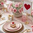 bUCLA 150PCS Pink Plastic Plates - Pink and Gold Disposable Include 25 Each (Dinner & Dessert) Plates, 25 Knives, 25 Forks, 25 Spoons and 25 Cups, Ideal for Party, Wedding & Mother's Day