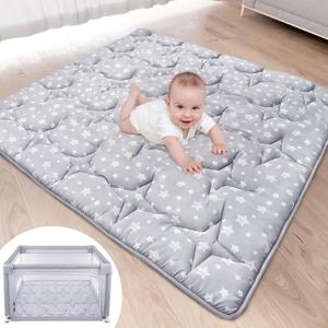 Moonsea Portable Baby Play Mat, Square Padded Anti Slip Baby Activity Crawling Mat for Boys and Girls, Kids 43" X 43" Quilted Pad for Indoor Outdoor Playtime