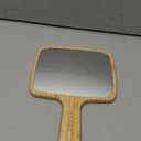 YEAKE Hand Mirror,Natural Bamboo Handheld Mirror with Handle, Single-Sided Portable Travel Vanity Mirror for Men & Women,6.9" W x 9.9" L