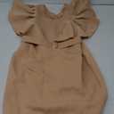 AOMEI Women's Khaki V Neck Ruffles Sleeve Rhinestone Buckle Bodycon Knee Length Dress, 4XL