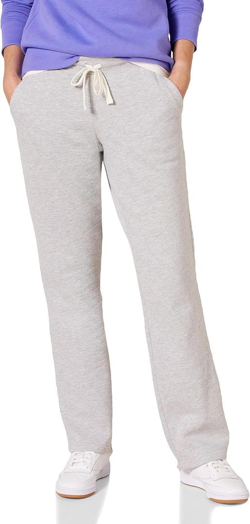 Amazon Essentials Women's Straight Leg Fleece Sweatpants with Drawstring  (XX-Large, Light Grey Heather)