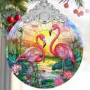 Flamingo 2025 Ornaments for Christmas Tree, Stained Glass Christmas Decoration, Holiday Decor, Gift Idea for Lovers