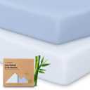 KeaBabies 2-Pack Baby Crib Sheets for Boys, Girls - 52x28 Viscose Derived from Bamboo Toddler Bed Sheets Neutral, Fitted Crib Mattress Cover for Standard Baby Bedding, Soft & Cozy (Blue Flax)
