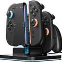 COOWPS for Nintendo Switch 2 Joy-Con 3 in 1 Charging Grip and Dock, with Ergonomic Comfort Grip, Strong Magnetic Force Fast Charger Dock, 9 RGB Light Modes & Type-C Cable Original Patent