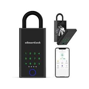 Smart Lock Box Fingerprint APP Bluetooth eLinksmart Electronic Key Safe with Digital Code, Weatherproof for Outdoor Wall/Door Mount - Large Capacity Key Hider for Realtors Airbnb Hosts Garage Security