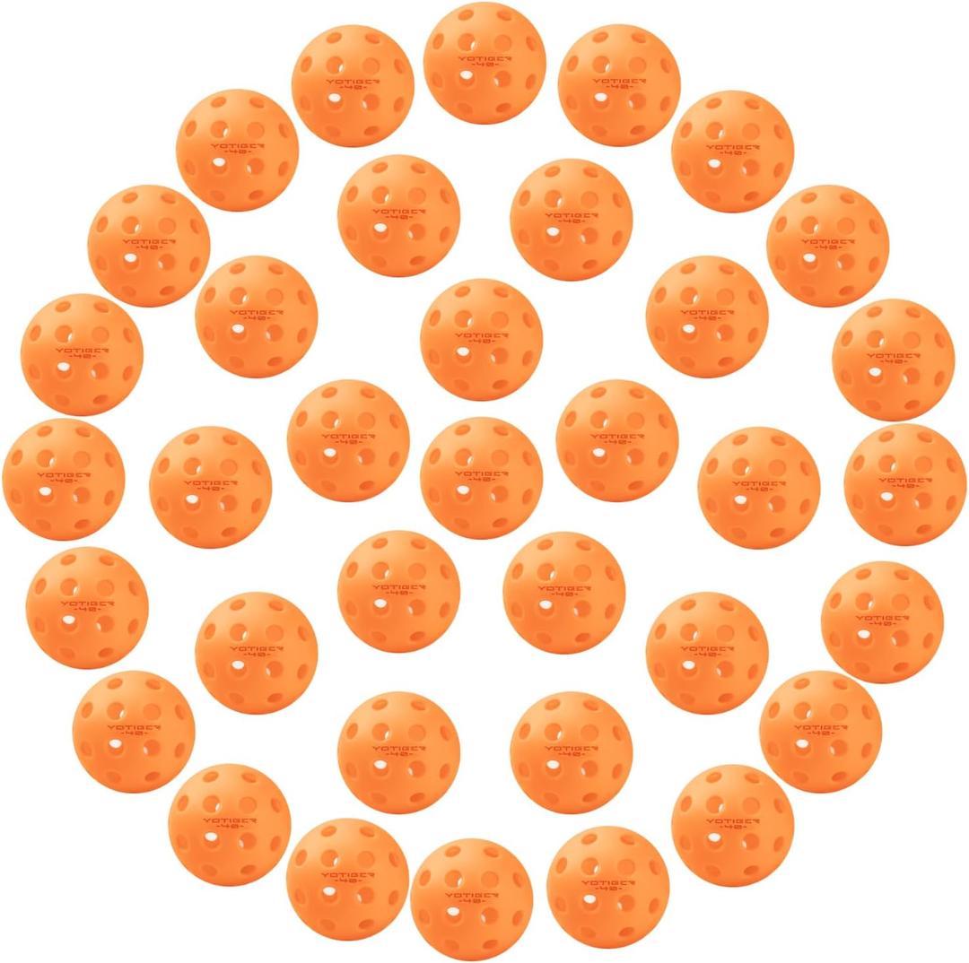 YOTIGER Pickleball Balls, 36 Pack - 40 Holes, High Visibility & Bounce, Durable for All Skill Levels (Orange)