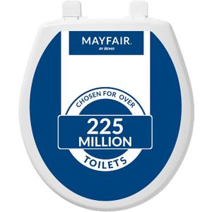 Mayfair Caswell Modern Slow Close Toilet Seat, Durable Plastic Seat, Made in USA, Round, White