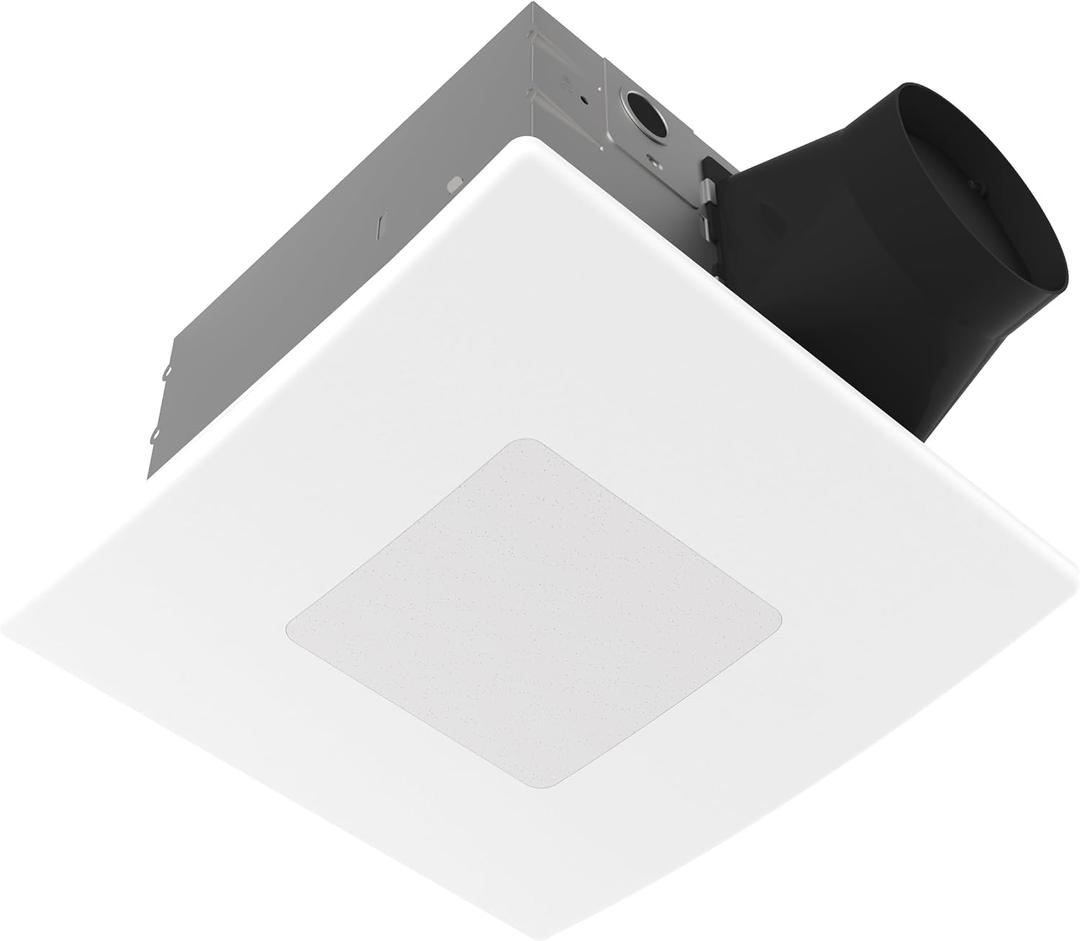Bathroom Exhaust Fan with 5-CCT Dimmable LED Light, Adjustable 50-80-110 CFM, Ultra-Quiet <0.3 Sones, DC Motor, Retrofit No-Screw Roomside Installation, Energy Star, BEL5080110