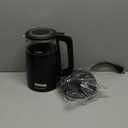 Elite Gourmet 1.7L Dual Wall Cool Touch Electric Tea Kettle, Borosilicate Glass, 304 Stainless Steel Interior, Programmed Digital Touchscreen, Keep Warm, Auto Off & Audible Indicator, Black (1.8 Quarts)
