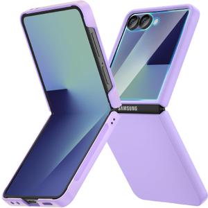Ruky for Samsung Galaxy Z Flip 7 Case, Hard PC Ultra Slim Shockproof Protective Cover, Support Wireless Charging Girls Women Full Body Covers for Samsung Z Flip 7, Purple