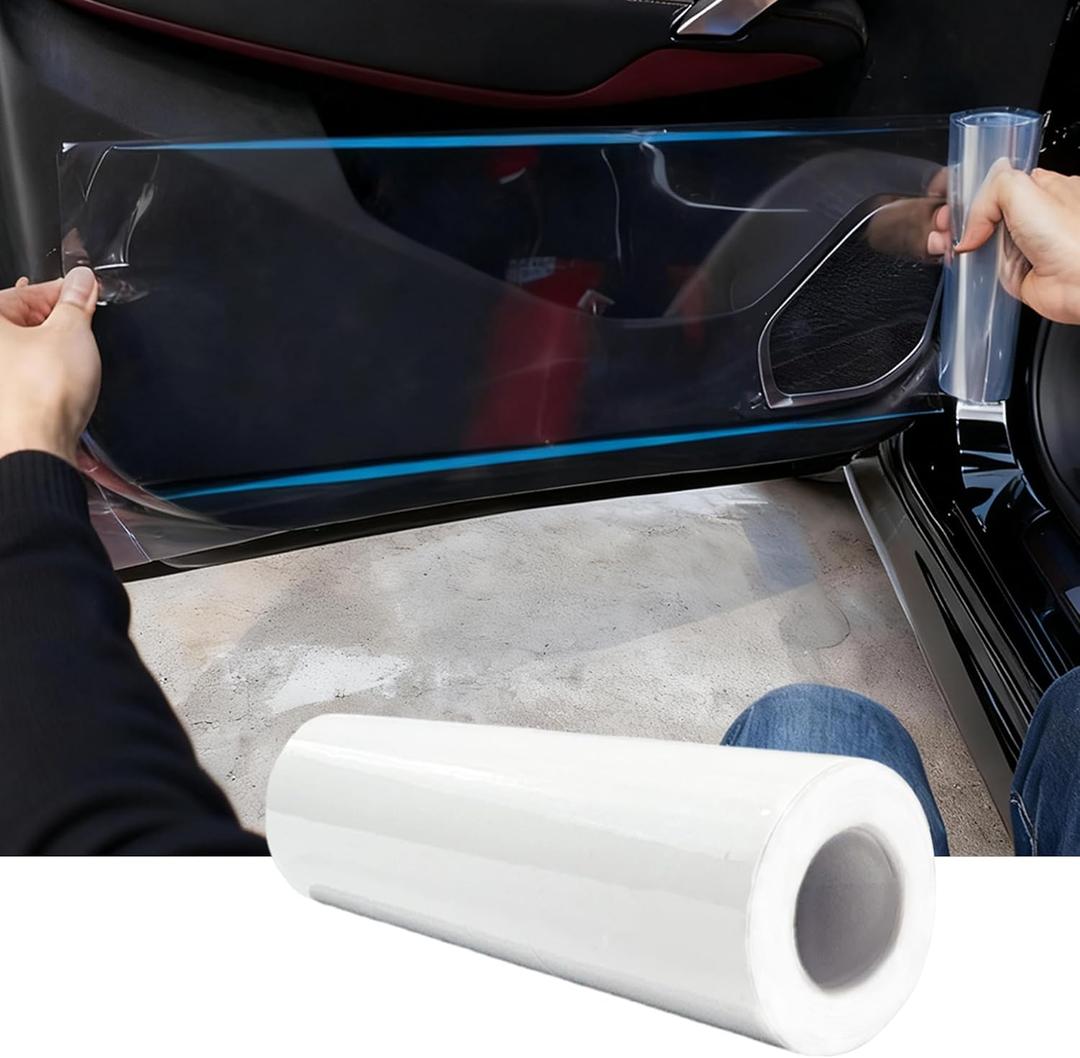 Car Door Protector - Universal Edge Guards Clear Protective Film Tape for Vehicle Interior Door Sill Protector De Puertas De Carro from Dog Scratching, Dirty Shoes, 7.87inch*10ft, Transparent