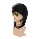 Swiking Mullet Wigs for Men Black Retro 70s 80s Disco Rocker Curly Punk Fancy Party Halloween Cosplay Costume Replacement Full Wigs(Black)