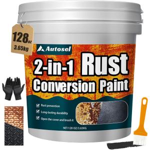 2-in-1 Rust Converter Paint for Metal, 128 Oz Black Rust Inhibitor & Rust Reformer, Rust Conversion Paint, Anti Rust Paint for Metal,Quick-drying, Industrial Grade for Car, Trailer, Steel, Equipment 