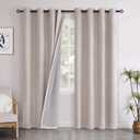 YoungsTex Linen Blackout Curtains 80 Inch Length for Bedroom, Full Room Darkening Linen Textured Window Drapes Thermal Insulated Panels for Living Room, 2 Panels, 52 X 80 Inch, Beige