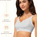 Wireless Bra Women Seamless Push Up Support Comfort V Neck Full Coverage Sleep T-Shirt Everyday Bras (Large)