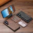 JCGOOD Magnetic Case for Samsung Galaxy S25 Ultra with 2in1 Detachable Card Holder, Military Protection, Flip Kickstand, Compatible with MagSafe &Wireless Charging, Brown Leather Phone S25Ultra Cover