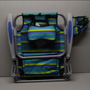 Portable Beach Chair for Adults, Outdoor Camping Chair Lay Flat Folding Backpack Beach Reclining Chair with 5 Positions, Headrest, Cup Holder, Heavy Ocean Striped